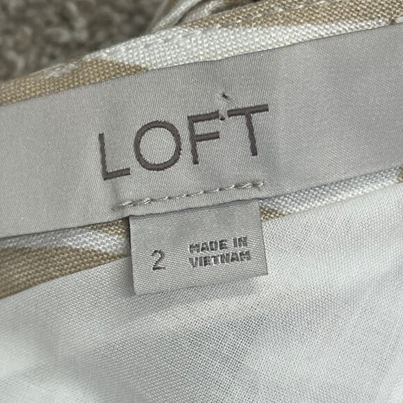 Coastal Beachy Botanical Print LOFT sz 2 Cutout Dress Vacation Resort Palm Midi - Picture 2 of 12